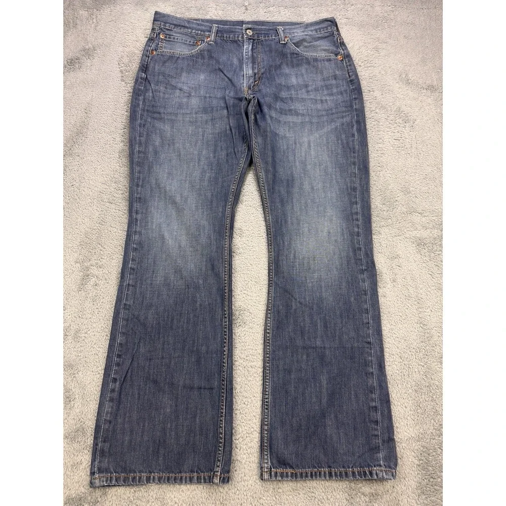 Levis 527 Jeans Men 36x32 Blue Slim Boot Distressed Whisker Denim Cowboy Western